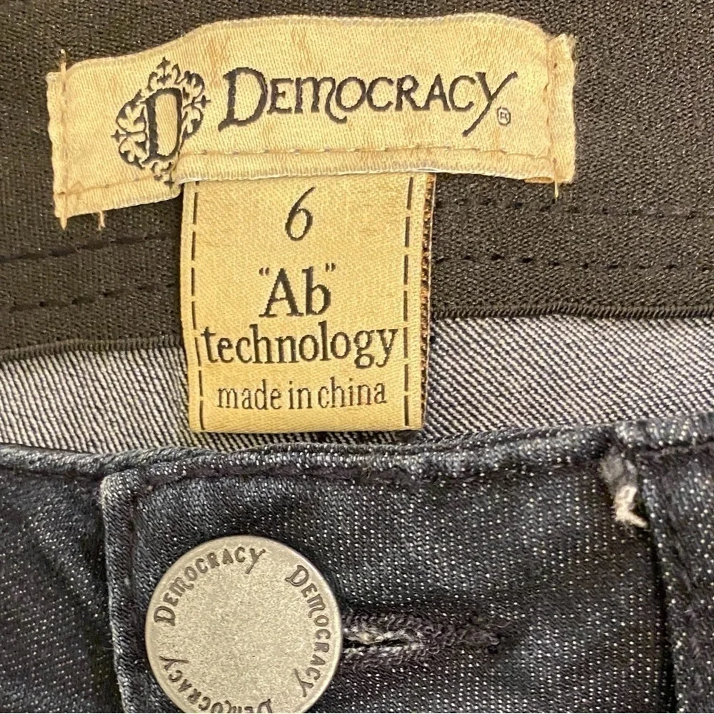 Democracy 6 Skinny Jeans Dark Indigo Blue Stretch Womens Mid Rise Ab Technology